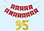 95th Happy Birthday Decoration Kit Red for 95 year Old Men with Number Ninety-five Party Decorations Decor Celebration Items Item Set Combo Reusable Paper Banner