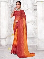 Anouk Rustic Orange Ethnic Motifs Poly Chiffon Saree