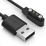 Sounce USB Smartwatch Charging Cable Compatible with Boat Xtend Storm Wave Lite Noise Colorfit Pulse Pulse Grand Fireboltt Ninja 3 Colorfit Ultra Ultra 2 and All 2 Pin Watch XFast Safe Charger (Black)