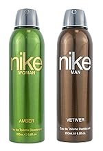 Nike Unisex Amber Woman + Vetiver Man Deodorant Spray- Pack Of 2 (200Ml Each)