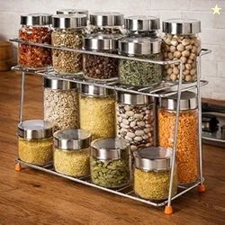 CHHAAP Stainless Steel 2 Layer Spice Rack | Modular Kitchen Storage Or