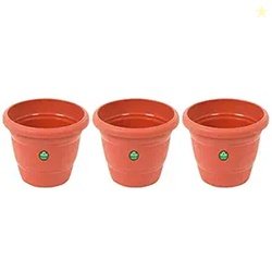 TrustBasket UV Treated Plastic Round Pot (6 Inches)-Terracotta Color-S