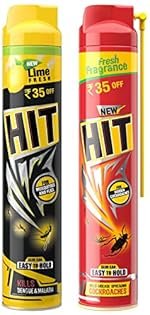 HIT Spray Crawling Insect Killer (400ml, Red) & Lime Flower Insect Spray, 400ml Combo