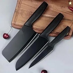 THEODORE Set of 3 Black Stainless Steel Kitchen Knife Set | High-Carbo