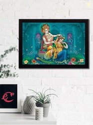 Artisyn eCraftIndia Blue & Green Radha Krishna Satin Matt Texture UV W