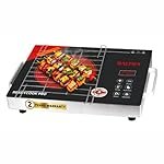 BALTRA Infrared Induction Cooktop 2400W with Grill Rack, Infrared Glass Top, Digital Touch Control, Auto-Off Safety, 3 Cooking Modes, Infrared Hot Plate, Works with All Cookware