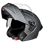 STUDDS Trooper ISI and DOT Certified Matt Finish Flip-up Full Face Helmet for Men and Women with Inner Sun Visor (Matt Gun Grey M)