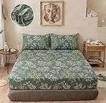 BSB HOME 240 TC Cotton Fitted Double Bedsheet with 2 Pillow Covers, Elastic Bed Sheet, Soft Breathable Skin-Friendly Fabric, All Season Comfort â 72 x 72 + 8 Inches (Sage Green)