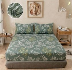 BSB HOME 240 TC Cotton Fitted Double Bedsheet with 2 Pillow Covers, El