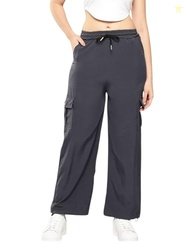 Aarika Womens Casual Wear Grey Colour Solid Crepe Cargo Pant-(28-34)-(