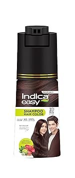 Indica Easy Do-It-Yourself Hair Color Shampoo Pump Pack with 5 Herbal Extracts and 100% Ammonia Free, Long Lasting Formula, 180 ML – Natural Brown Colour (Gloves Included)