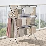 Lifelong Foldable Cloth Drying Stand for Balcony | 3-Tier Heavy Duty Laundry Rack for Indoor & Outdoor | Portable Standing Clothes Dryer with Anti-Slip Feet | Space Saving Steel Rack for Home Use