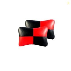 ADWAIT Car Sqaure RED Black Faux Leather Neck Rest for Jaguar F-Type