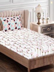 SEJ by Nisha Gupta Ida Pink Floral Cotton 180 TC Flat Single Fine Beds