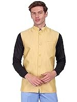 SKAVIJ Men’s Indian Dupion Silk Sleeve Less Festive Nehru Jacket Waistcoat
