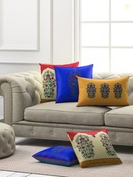 SEJ by Nisha Gupta Set of 5 Ethnic Motifs Square Cushion Covers