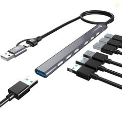 Portronics Mport 7 USB Hub Dock(7-in-1), Multiport Adapter with Dual C