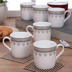 Clay Craft Ceramic Cup - Set of 6, Multicolour, 200Ml, Tea Cup Set of