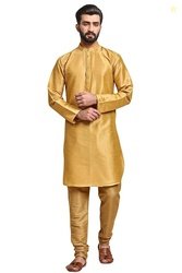 SKAVIJ Men's Art Silk Solid Kurta Pyjama Set Festive Woven Design 2-Pi