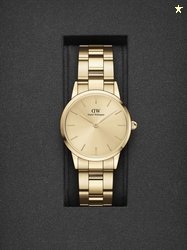 Daniel Wellington Women Iconic Link Unitone 28mm Gold Dial Round Analo