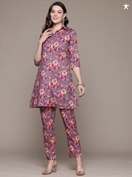 Readiprint Floral Printed Pure Cotton Tunic With Trousers