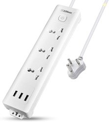 EMBox 10A Extension Board with USB & Master Switch 3 Sockets and ...mo