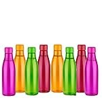 Floraware Food Grade Premium Plastic Fridge Round Water Bottle, Drinking Bottle, 1000ml Pack of 8, Multicolour
