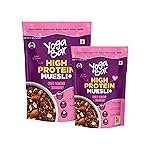 Yogabar High Protein Muesli Combo | 23g Protein per 100g | With Probiotics and| Easy on gut | Choco almond + Cranberry | High Fiber Food