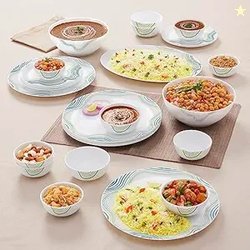 Larah By Borosil Moon Mia Dinner Set - 27 Pcs, Opal Glass Dinner Plate
