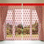 Pindia 6 feet 1 PC Red String Net Heart Design Door Window Curtain