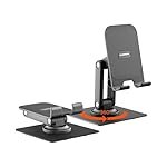 Ambrane 360Â° Rotation, Foldable Design Mobile Stand with Stable Metalic Round Base, Multiple Height & Angle adjustments Compatible with Smartphones, Tablets, Kindles & iPad (Twistand 360, Black)