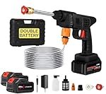 EasyAcc Cordless Portable Wireless Pressure Washer Gun, 48V, 12000mAh Double Battery, High Pressure, with Adjustable Nozzles and 5M Hose Pipe, for Car Wash and Bike Cleaning (Guner)