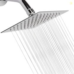 JAGGER JAG213 Rain Shower Head, High Flow Stainless Steel Square Rainf