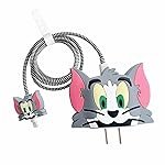 Prolet Cartoon Silicone Charger Case for iPhone 18W & 20W Adapter â 360Â° Full Protection 4-in-1 Silicone Case Cover, Cute 3D Tom Design, Cable & Charger Protector (Grey)