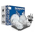 HomeWiz Stainless Steel Large Utensils Drying Rack | Steel Dish Rack for Kitchen | Bartan Steel Stand | Dish Drainer Basket with Spoon Holder and Draining Tray | Utensil Stand | Size 22 x 43 x 56 cm