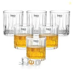 Treo by Milton Linea Whiskey Glass Set of 6 I Premium Glass Tumbler fo
