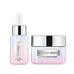 L’OREAL PARIS Glycolic Bright Skin Brightening Serum, 15ml 1% Glycolic Acid For Dark Spots, Pigmentation & Uneven Skin Tone & Glycolic Bright Glowing Night Cream, 15ml For All Skin Type (Pack Of 2)