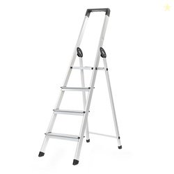 Bathla Prime 4 - Step Foldable Aluminium Ladder for Home with Multi-Ut