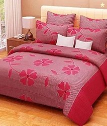 3D Printed Polycotton Double Bedsheet with 2 Pillow Covers - Pink Flow