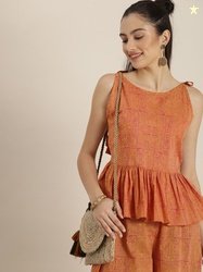 Sangria X fwd Women Mustard Yellow Ethnic Motifs Printed Pleated Pure