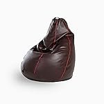 Wakefit Bean Bag Cover XXXL | 3 Months Warranty | Leatherette Bean Bag Without Beans | Dark Fantacy with Red Piping