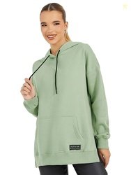 Styli Women Oversized Fit Longline Casual Hoodie with Kangaroo Pocket