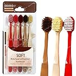 Spanker Pack of 5 Extra Wide Head 15MM Adult Toothbrush with Double Inplanted Soft Feather Like Bristles Non Frizzing Toothbrush for Intensive Care Protect Fragile Gums for Good Cleaning Effect