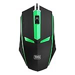 TAG EVE Wired Mouse with 3 Buttons, High Precision, 1000 DPI Optical Sensor, USB Interface, Breathing LED, Lightweight and Portable, Compatible with PC, Laptop (Black)