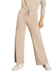 Sassafras Women's Taupe Terry Wide Leg Drawstring Pants -XS