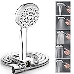 High Grade 4-Inches ABS Multi Function 5-Mode Bathroom Hand Shower set with Mist,Massage & Rain functions with Stainless Steel 1.5 Meters tube & Wall Hook, Polished Finish (Chrome)