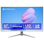 Zebronics 32Inch FHD Curved Gaming Monitor, 250 nits, 100Hz, 1080p, 16.7M Colors, USB, HDMI/VGA Dual Input, Built-in Speakers, Ultra-Slim Bezel, Metal Stand, Wall Mountable (EA320)