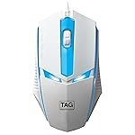 TAG EVE Wired Optical Mouse White USB Interface, 1000 DPI High Precision Sensor, 3 Button Control, Breathing LED Light, Lightweight & Portable Design, for PC Laptop Desktop â for Windows Mac Linux