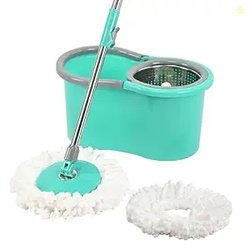 Urbane Home Plastic Spin Mop with Stainless Steel Wringer | Big Bucket