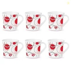 Larah by BOROSIL Crysta Series Leela Opalware Mug | Set of 6 Tea/Coffe